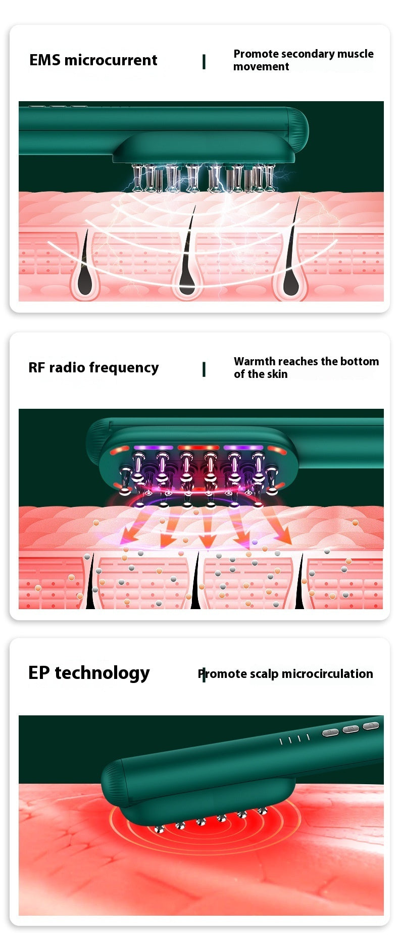 RF Hair Comb Massager