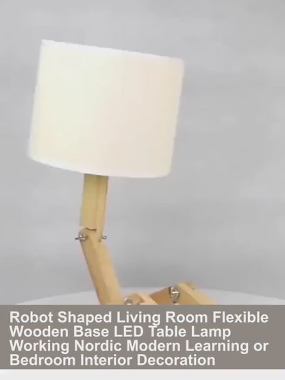 Robot Shaped Living Room Flexible Wooden Base LED 